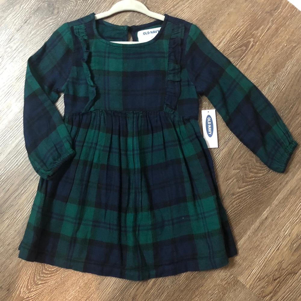 OLD NAVY Girls Navy/Green Plaid Dress